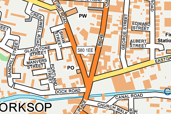S80 1EE map - OS OpenMap – Local (Ordnance Survey)