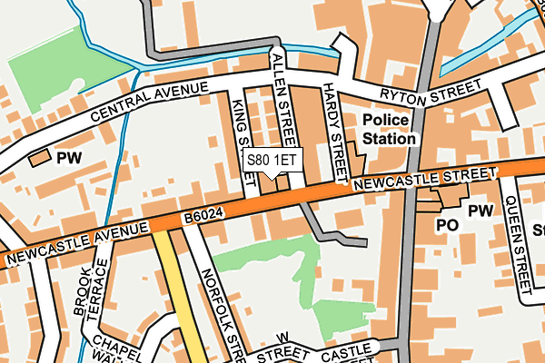 S80 1ET map - OS OpenMap – Local (Ordnance Survey)