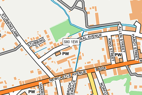 S80 1EW map - OS OpenMap – Local (Ordnance Survey)