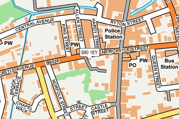 S80 1EY map - OS OpenMap – Local (Ordnance Survey)