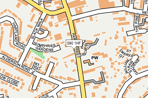 S80 1HF map - OS OpenMap – Local (Ordnance Survey)