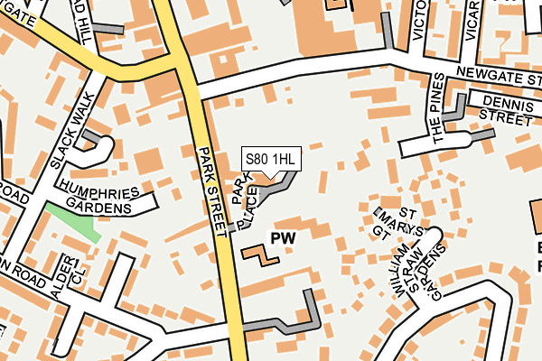 S80 1HL map - OS OpenMap – Local (Ordnance Survey)