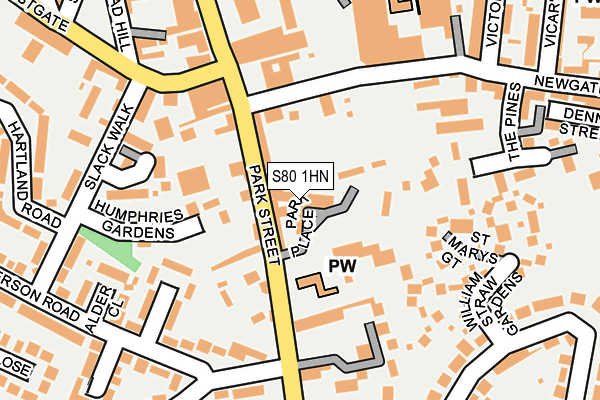 S80 1HN map - OS OpenMap – Local (Ordnance Survey)