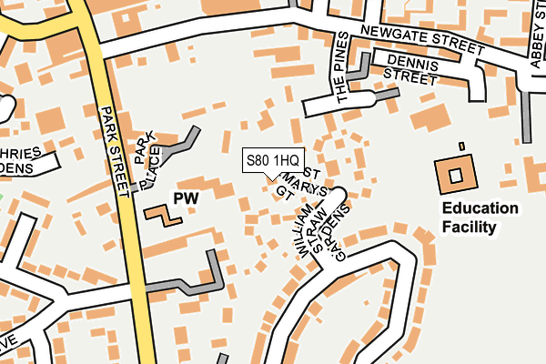 S80 1HQ map - OS OpenMap – Local (Ordnance Survey)