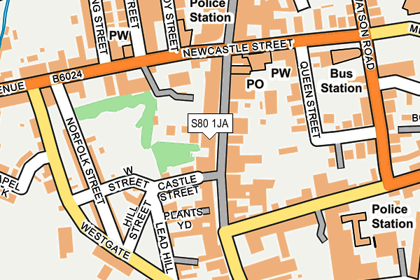 S80 1JA map - OS OpenMap – Local (Ordnance Survey)