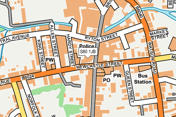 S80 1JB map - OS OpenMap – Local (Ordnance Survey)