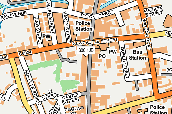 S80 1JD map - OS OpenMap – Local (Ordnance Survey)