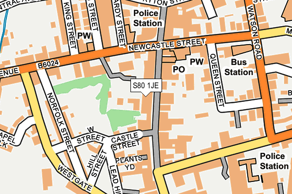 S80 1JE map - OS OpenMap – Local (Ordnance Survey)