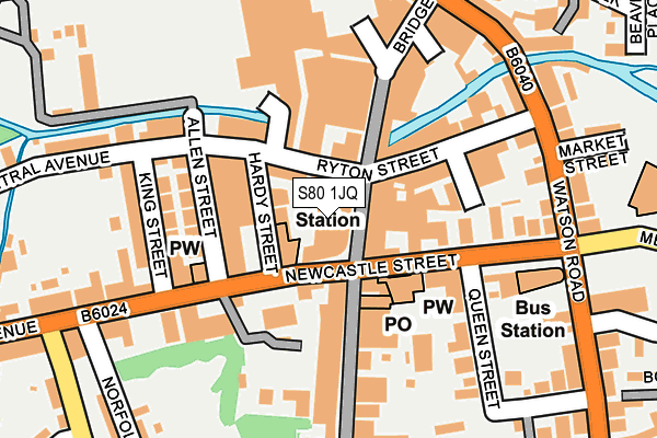 S80 1JQ map - OS OpenMap – Local (Ordnance Survey)