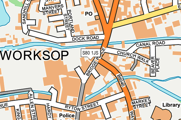 S80 1JS map - OS OpenMap – Local (Ordnance Survey)