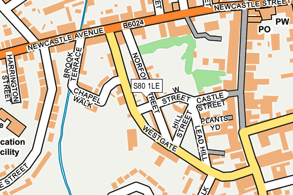 S80 1LE map - OS OpenMap – Local (Ordnance Survey)