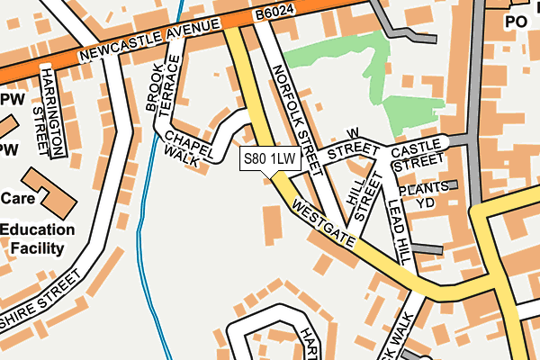 S80 1LW map - OS OpenMap – Local (Ordnance Survey)