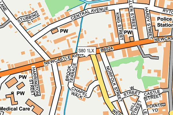 S80 1LX map - OS OpenMap – Local (Ordnance Survey)