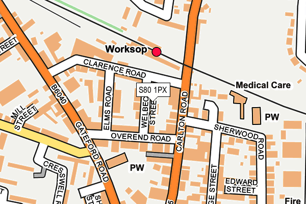 S80 1PX map - OS OpenMap – Local (Ordnance Survey)