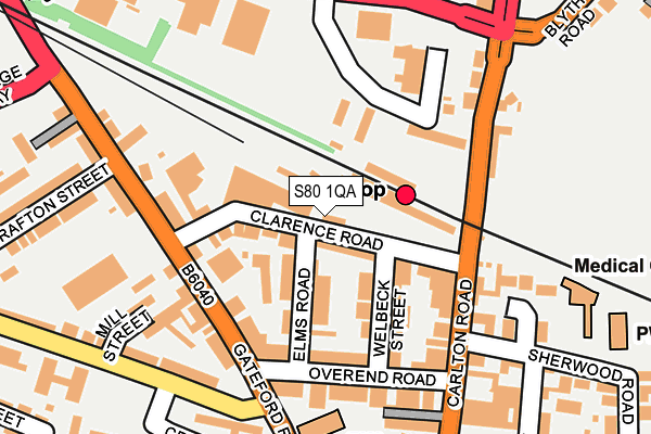 S80 1QA map - OS OpenMap – Local (Ordnance Survey)