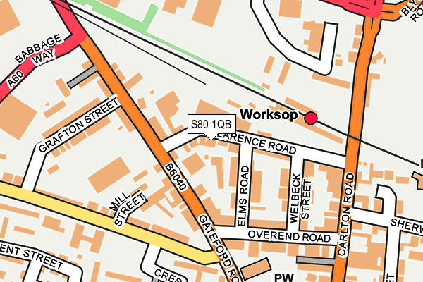 S80 1QB map - OS OpenMap – Local (Ordnance Survey)