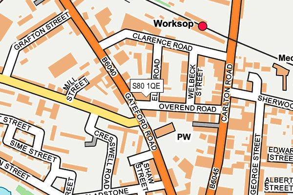 S80 1QE map - OS OpenMap – Local (Ordnance Survey)