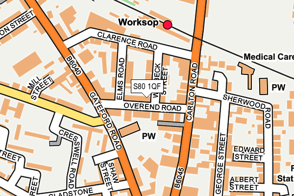 S80 1QF map - OS OpenMap – Local (Ordnance Survey)