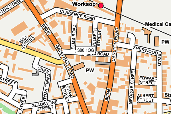 S80 1QG map - OS OpenMap – Local (Ordnance Survey)