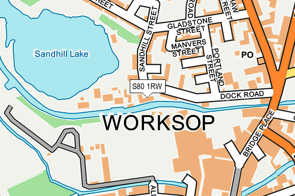 S80 1RW map - OS OpenMap – Local (Ordnance Survey)