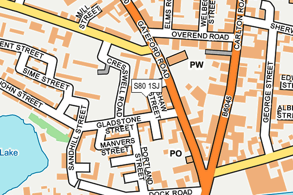 S80 1SJ map - OS OpenMap – Local (Ordnance Survey)