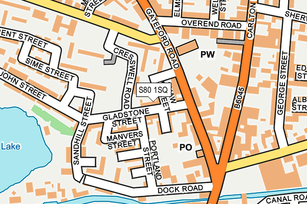 S80 1SQ map - OS OpenMap – Local (Ordnance Survey)