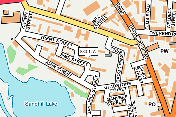S80 1TA map - OS OpenMap – Local (Ordnance Survey)