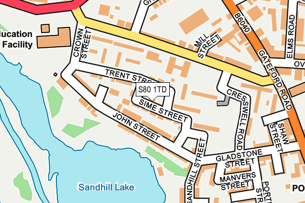 S80 1TD map - OS OpenMap – Local (Ordnance Survey)