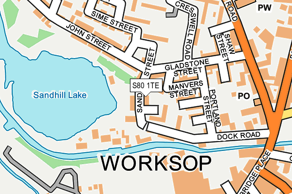 S80 1TE map - OS OpenMap – Local (Ordnance Survey)