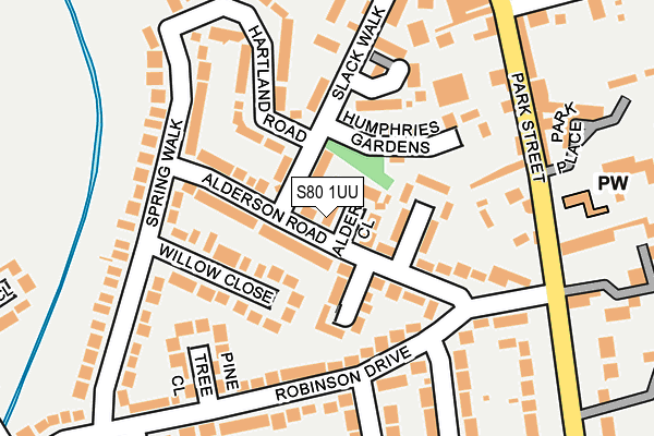 S80 1UU map - OS OpenMap – Local (Ordnance Survey)