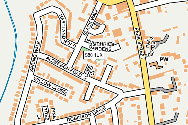 S80 1UX map - OS OpenMap – Local (Ordnance Survey)