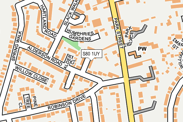 S80 1UY map - OS OpenMap – Local (Ordnance Survey)