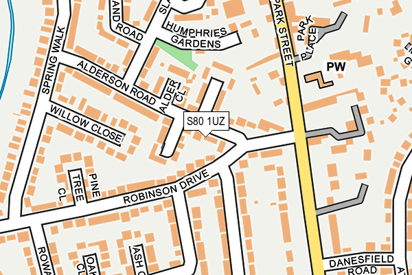 S80 1UZ map - OS OpenMap – Local (Ordnance Survey)