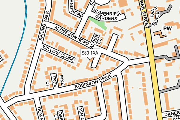 S80 1XA map - OS OpenMap – Local (Ordnance Survey)