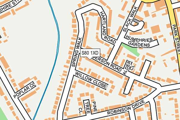 S80 1XD map - OS OpenMap – Local (Ordnance Survey)