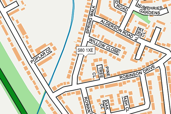 S80 1XE map - OS OpenMap – Local (Ordnance Survey)