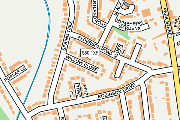 S80 1XF map - OS OpenMap – Local (Ordnance Survey)