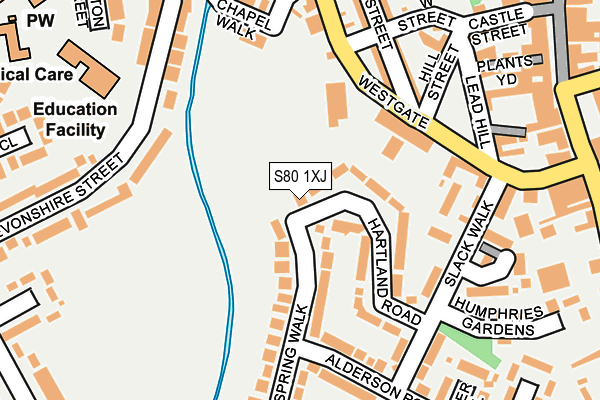 S80 1XJ map - OS OpenMap – Local (Ordnance Survey)