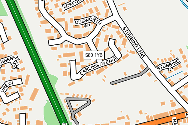 S80 1YB map - OS OpenMap – Local (Ordnance Survey)