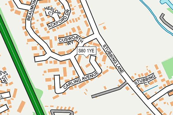 S80 1YE map - OS OpenMap – Local (Ordnance Survey)