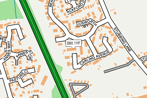 S80 1YF map - OS OpenMap – Local (Ordnance Survey)