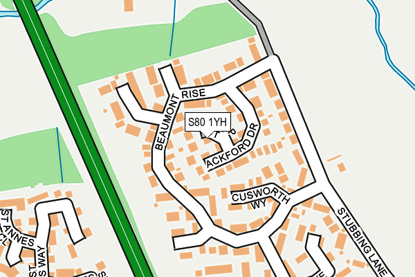 S80 1YH map - OS OpenMap – Local (Ordnance Survey)