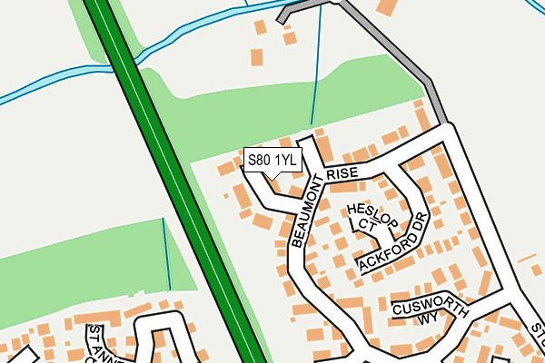 S80 1YL map - OS OpenMap – Local (Ordnance Survey)