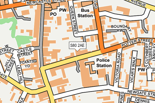 S80 2AE map - OS OpenMap – Local (Ordnance Survey)