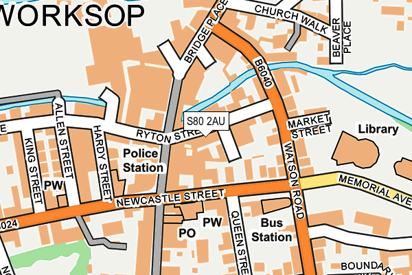 S80 2AU map - OS OpenMap – Local (Ordnance Survey)