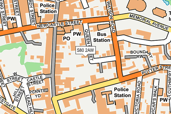 S80 2AW map - OS OpenMap – Local (Ordnance Survey)
