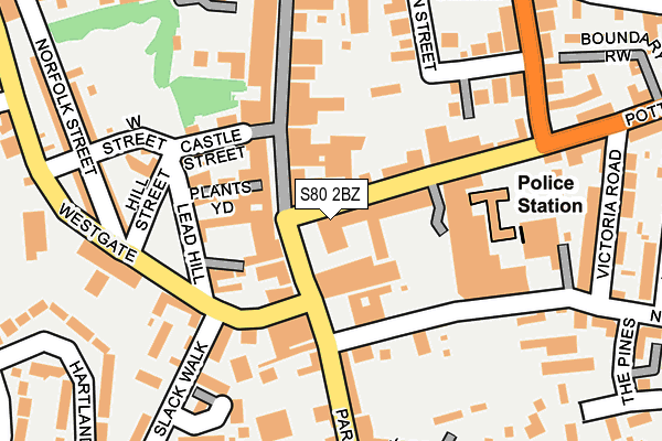 S80 2BZ map - OS OpenMap – Local (Ordnance Survey)