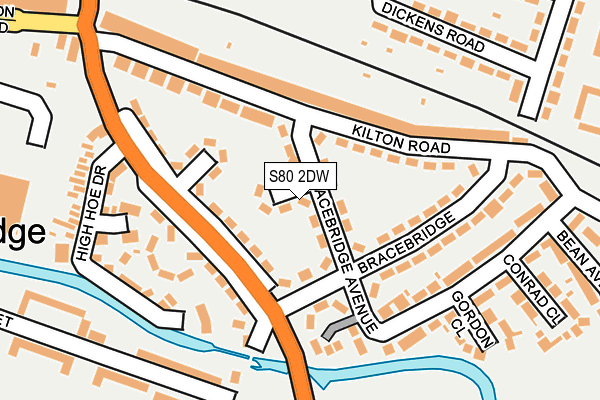 S80 2DW map - OS OpenMap – Local (Ordnance Survey)