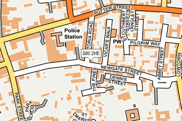 S80 2HE map - OS OpenMap – Local (Ordnance Survey)