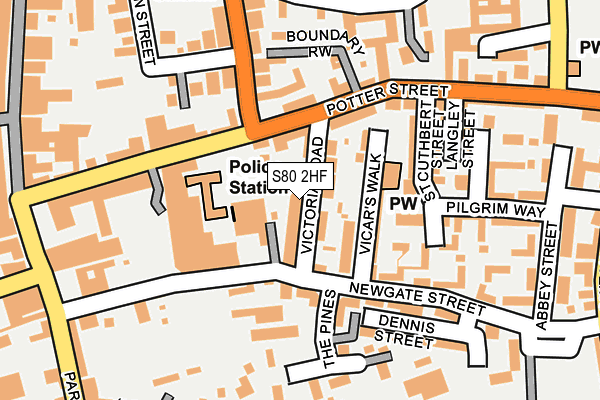 S80 2HF map - OS OpenMap – Local (Ordnance Survey)